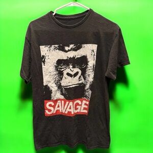 Stonerrillas savage Black Gorilla Graphic T-Shirt MEDIUM